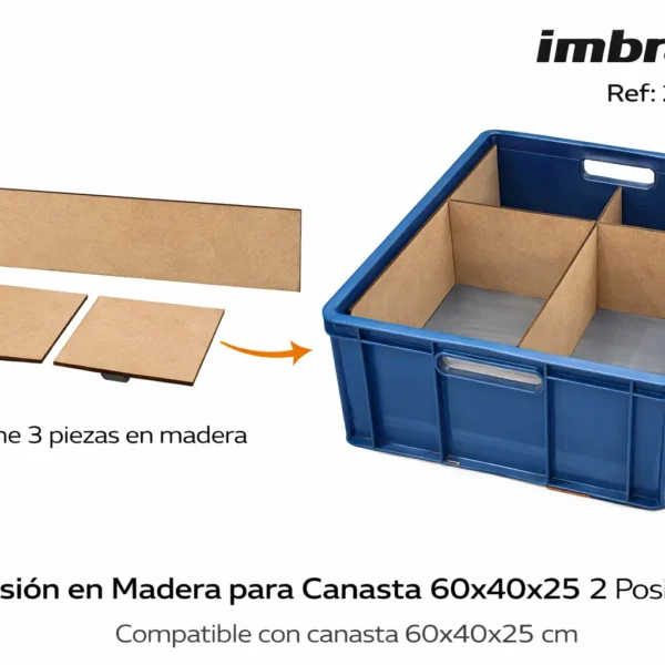 Division En Madera Para Canasta 60X40X25 2 Posiciones